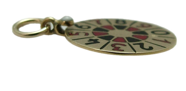 Vintage 1950’s 14ct 14k Gold & Enamel Rotating Roulette Wheel Charm Enamel Charm - Sandy's Vintage Charms