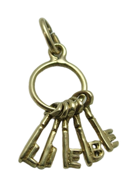 Small Vintage 1950's 14k 14ct Gold Bunch of Keys Charm that Spell “LIEBE”