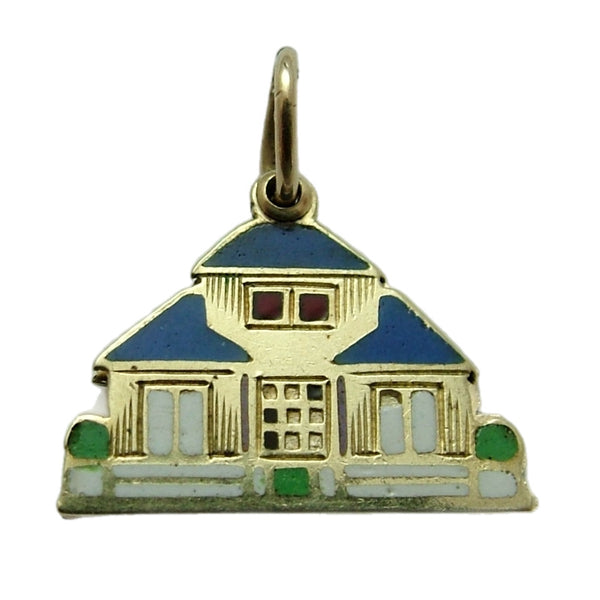 Vintage 1930’s 14ct 14k Gold & Enamel House Slider Charm “I LOVE YOU” Inside