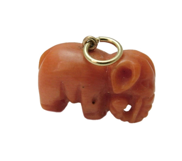 Vintage 1920's/30’s 9ct Gold & Coral Elephant Charm 1920s-1950s Charm - Sandy's Vintage Charms