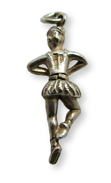 Vintage 1960's Silver Ballet Dancer Articulated at the Waist HM 1968 Silver Charm - Sandy's Vintage Charms