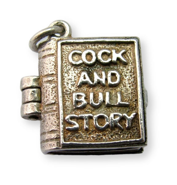 Vintage 1970's Silver Opening “Cock and Bull Story" Book Charm Silver Charm - Sandy's Vintage Charms