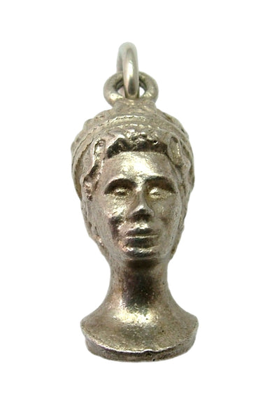 Vintage 1970's Solid Silver Queen Elizabeth II Bust Charm Silver Charm - Sandy's Vintage Charms