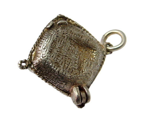 Vintage 1970's Silver Opening Cinderella's Slipper on a Cushion Charm Silver Charm - Sandy's Vintage Charms