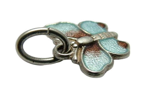 Small Vintage 1950's Silver & Pale Blue Enamel Butterfly Charm Enamel Charm - Sandy's Vintage Charms