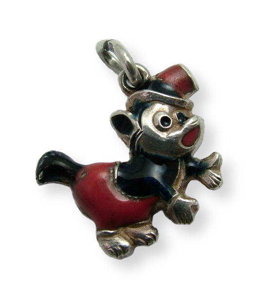 Vintage 1950's Silver & Enamel Black Cat Charm with Red Trousers & Hat Enamel Charm - Sandy's Vintage Charms