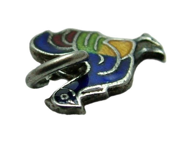 Small Vintage 1950's Silver & Enamel Cockerel Charm Enamel Charm - Sandy's Vintage Charms