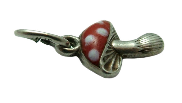 Small Vintage 1950's Silver & Red Enamel Lucky Toadstool Charm Enamel Charm - Sandy's Vintage Charms