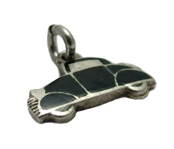 Small Vintage 1950's Silver & Black Enamel Car Charm Enamel Charm - Sandy's Vintage Charms