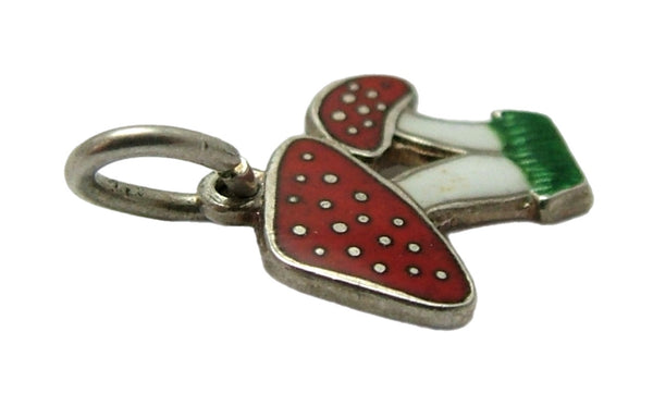 Small Vintage 1950's Silver & Enamel Lucky Toadstool Charm Enamel Charm - Sandy's Vintage Charms