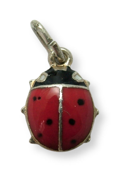 Small Vintage 1950's Silver & Red Enamel Ladybird Charm Enamel Charm - Sandy's Vintage Charms