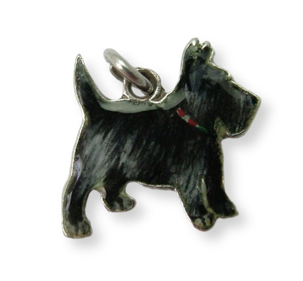 Vintage 1930’s Silver & Enamel Scottish Terrier Dog Charm Enamel Charm - Sandy's Vintage Charms