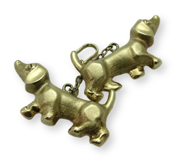 Vintage 1950's Hollow 14ct 14k Gold Charm of a Pair of Dogs Gold Charm - Sandy's Vintage Charms
