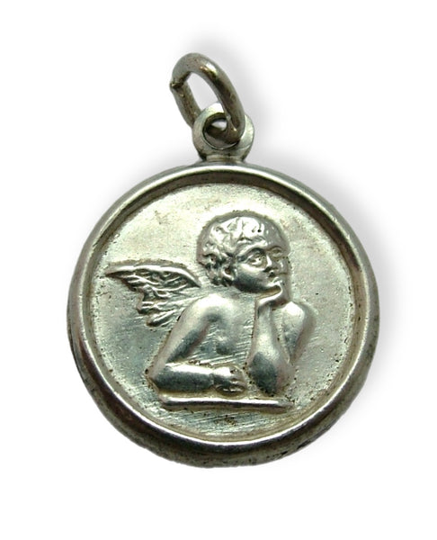 Small Vintage Hollow 1980's Silver Raphael Angel Charm Silver Charm - Sandy's Vintage Charms