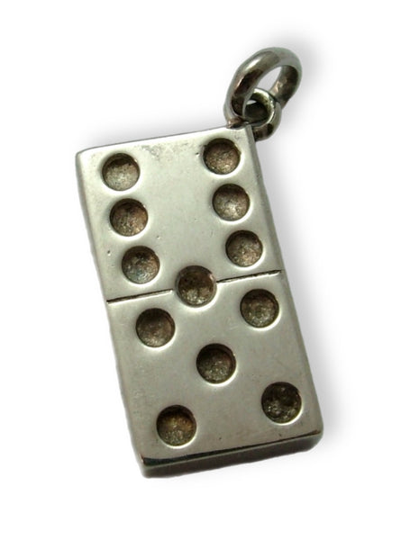 Vintage 1990's Hollow Silver Domino Charm Silver Charm - Sandy's Vintage Charms