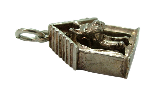 Vintage 1970's Solid Silver Dog in a Kennel Charm Silver Charm - Sandy's Vintage Charms