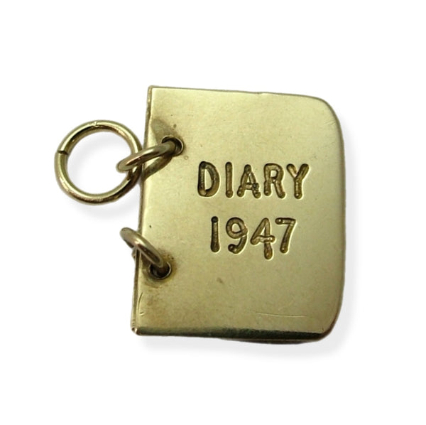 Vintage 1940's 9ct Gold Opening 1947 Diary Charm Gold Charm - Sandy's Vintage Charms