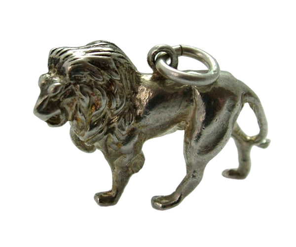 Large Vintage 1970's Solid Silver Lion Charm HM 1975 Silver Charm - Sandy's Vintage Charms