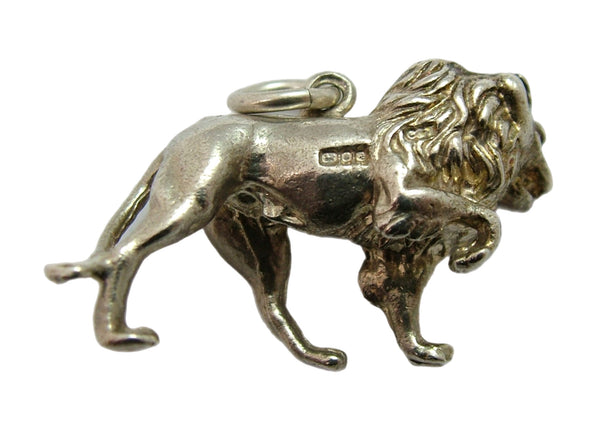 Large Vintage 1970's Solid Silver Lion Charm HM 1975 Silver Charm - Sandy's Vintage Charms