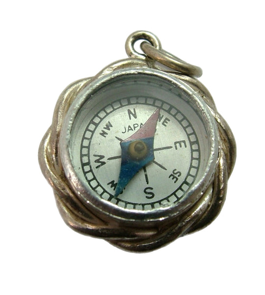 Vintage 1970's Silver Miniature Working Compass Fob Charm Silver Charm - Sandy's Vintage Charms