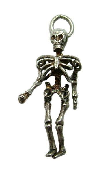 Vintage 1970's Silver Fully Articulated Skeleton Charm Silver Charm - Sandy's Vintage Charms