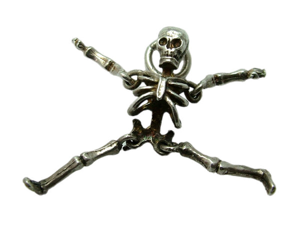 Vintage 1970's Silver Fully Articulated Skeleton Charm Silver Charm - Sandy's Vintage Charms