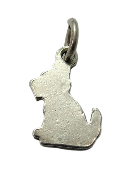 Small Vintage 1950's Silver & Brown Enamel Dog Charm Enamel Charm - Sandy's Vintage Charms