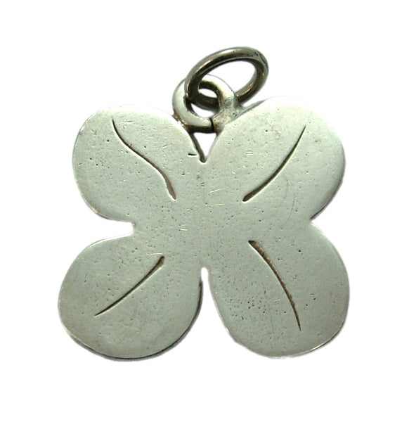 Vintage 1920's Silver Four Leaf Clover Charm Engraved “Luck, Love, Hope, Faith” Silver Charm - Sandy's Vintage Charms