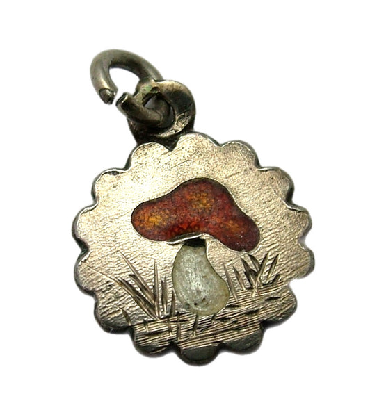 Small Antique Edwardian c1910 Silver & Enamel Lucky Toadstool Charm Antique Charm - Sandy's Vintage Charms