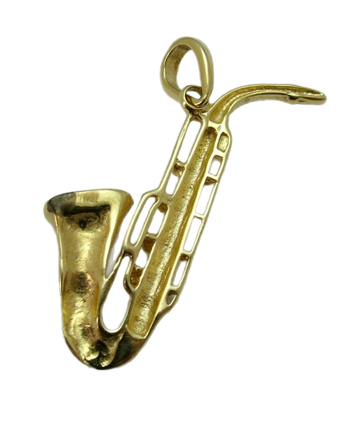 Large Vintage 1990's Solid 14ct 14k Gold Saxophone Charm or Pendant Gold Charm - Sandy's Vintage Charms