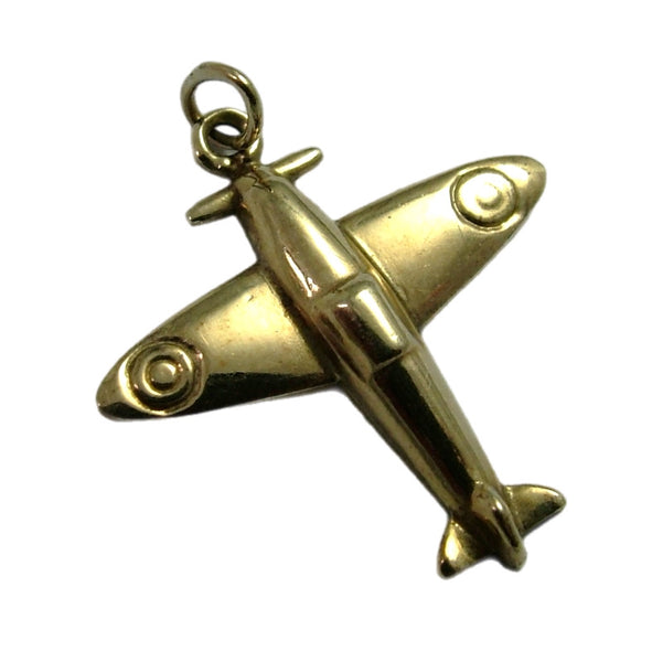 Vintage 1960's Hollow Flat Backed 9ct Gold RAF Spitfire Plane Charm Gold Charm - Sandy's Vintage Charms