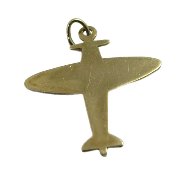 Vintage 1960's Hollow Flat Backed 9ct Gold RAF Spitfire Plane Charm Gold Charm - Sandy's Vintage Charms