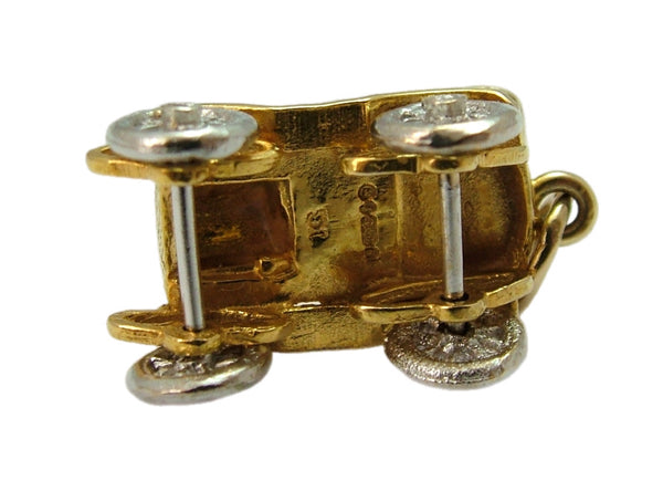 Vintage 1960's 9ct Gold Car Charm with Moving White Gold Wheels HM 1964 Gold Charm - Sandy's Vintage Charms