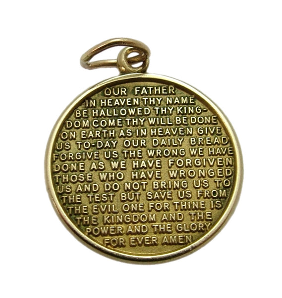 Vintage 1960's Solid 9ct Gold Lord's Prayer Disc Charm HM 1965 Gold Charm - Sandy's Vintage Charms