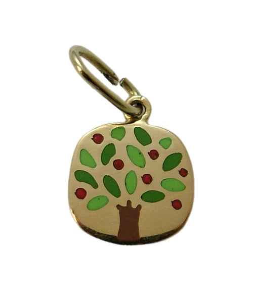 Small Vintage 1980's Solid 18ct 18k Gold Apple Tree Charm Gold Charm - Sandy's Vintage Charms