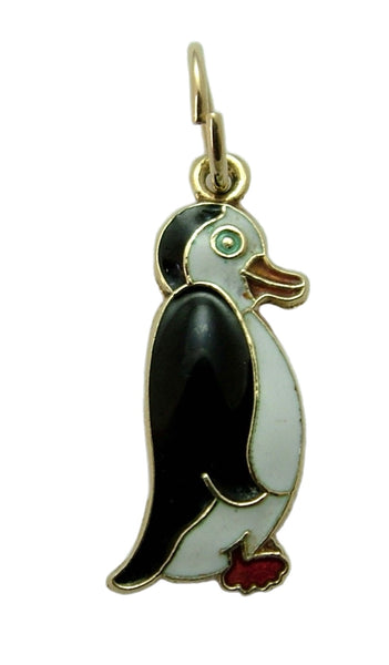 Vintage 1970's 14ct 14k Gold & Enamel Penguin Charm Gold Charm - Sandy's Vintage Charms