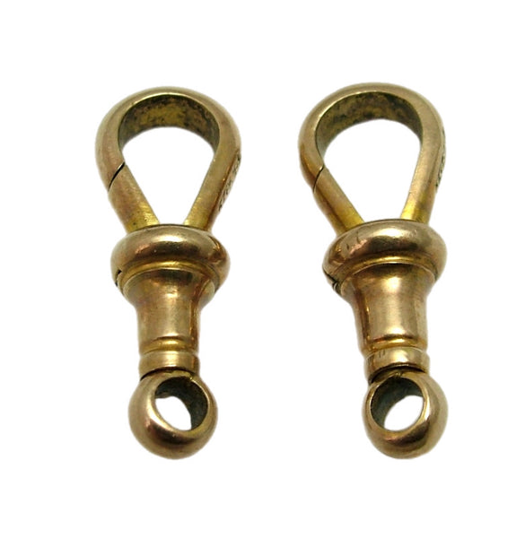 Pair of Antique Edwardian c1905 Solid 9ct Yellow Gold Dog Clip Fasteners - For Hanging Fobs & Charms Gold Charm - Sandy's Vintage Charms