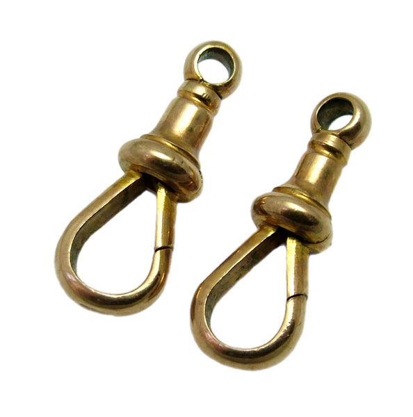 Pair of Antique Edwardian c1905 Solid 9ct Yellow Gold Dog Clip Fasteners - For Hanging Fobs & Charms Gold Charm - Sandy's Vintage Charms