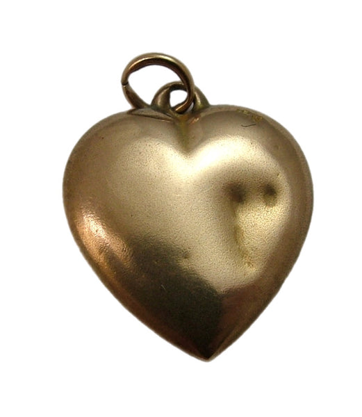 Antique Victorian c1900 American 10k Gold & Diamond Repousse Puffy Heart Charm Antique Charm - Sandy's Vintage Charms