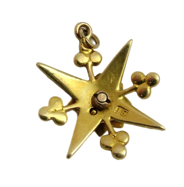 Antique Victorian c1890's 15ct Gold, Seed Pearl & Turquoise Star Charm or Pendant Antique Charm - Sandy's Vintage Charms