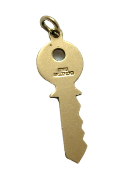 Vintage 1960's Solid 9ct Gold Front Door Key Charm with Engraved Details HM 1964 Gold Charm - Sandy's Vintage Charms