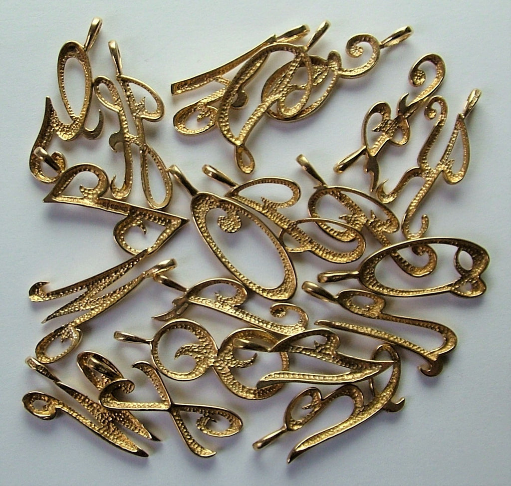 Assortment of Vintage Brass Letter Charms B E F G H M N P R S T W